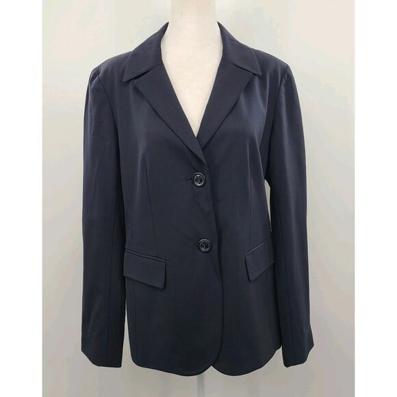 Lafayette 148 Lined Wool Blend Blazer Jacket Sz 6 Navy Blue Single Breast Preppy - Picture 1 of 11